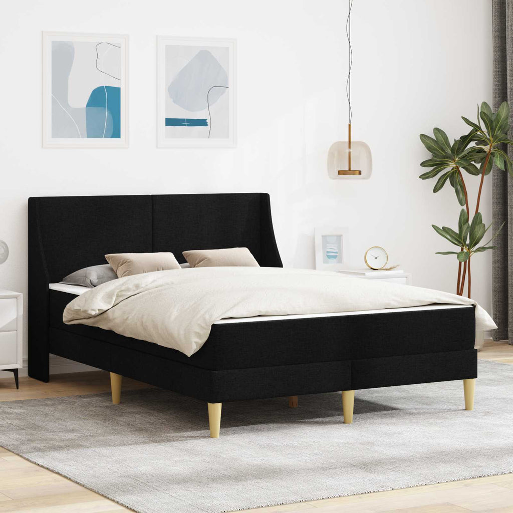 vidaXL Rama łóżka z materacem Czarny 120 x 190 cm Poliester