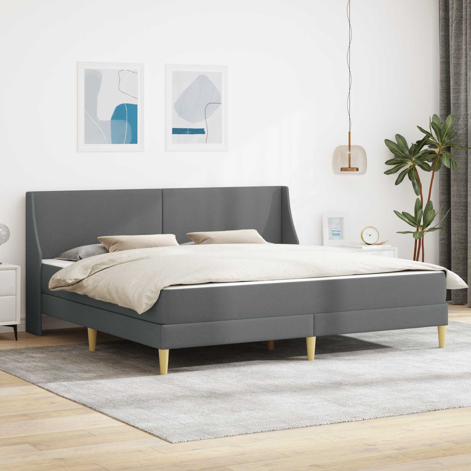 vidaXL Rama łóżka z materacem Ciemnoszary 180 x 200 cm Poliester