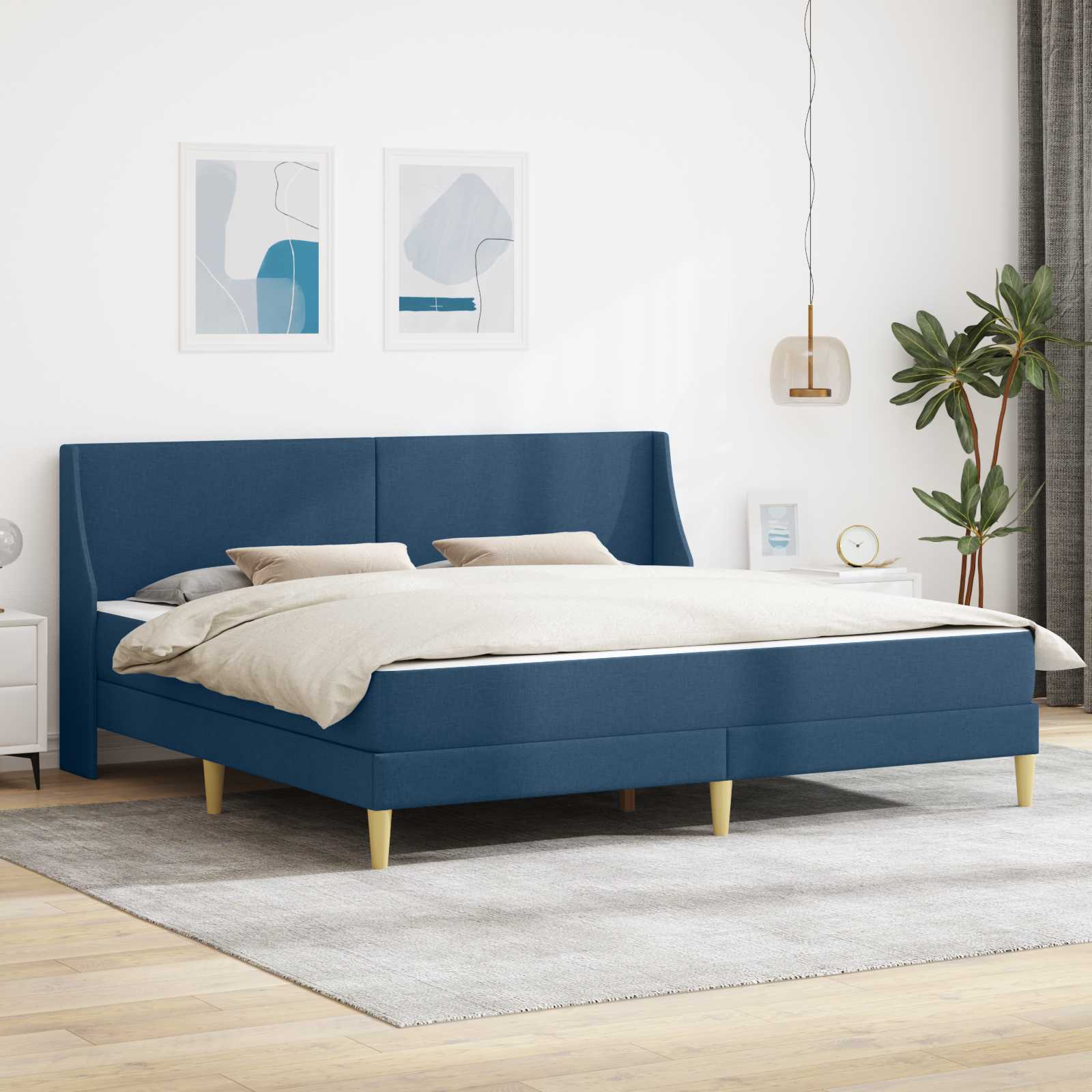 vidaXL Rama łóżka z materacem Niebieski 180 x 200 cm Poliester
