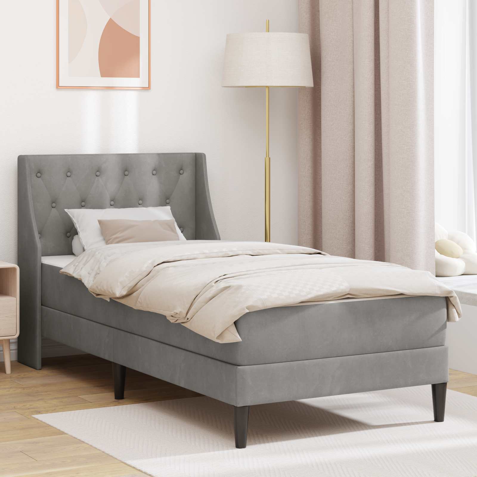 vidaXL Rama łóżka z materacem Jasnoszary 80 x 200 cm Aksamit
