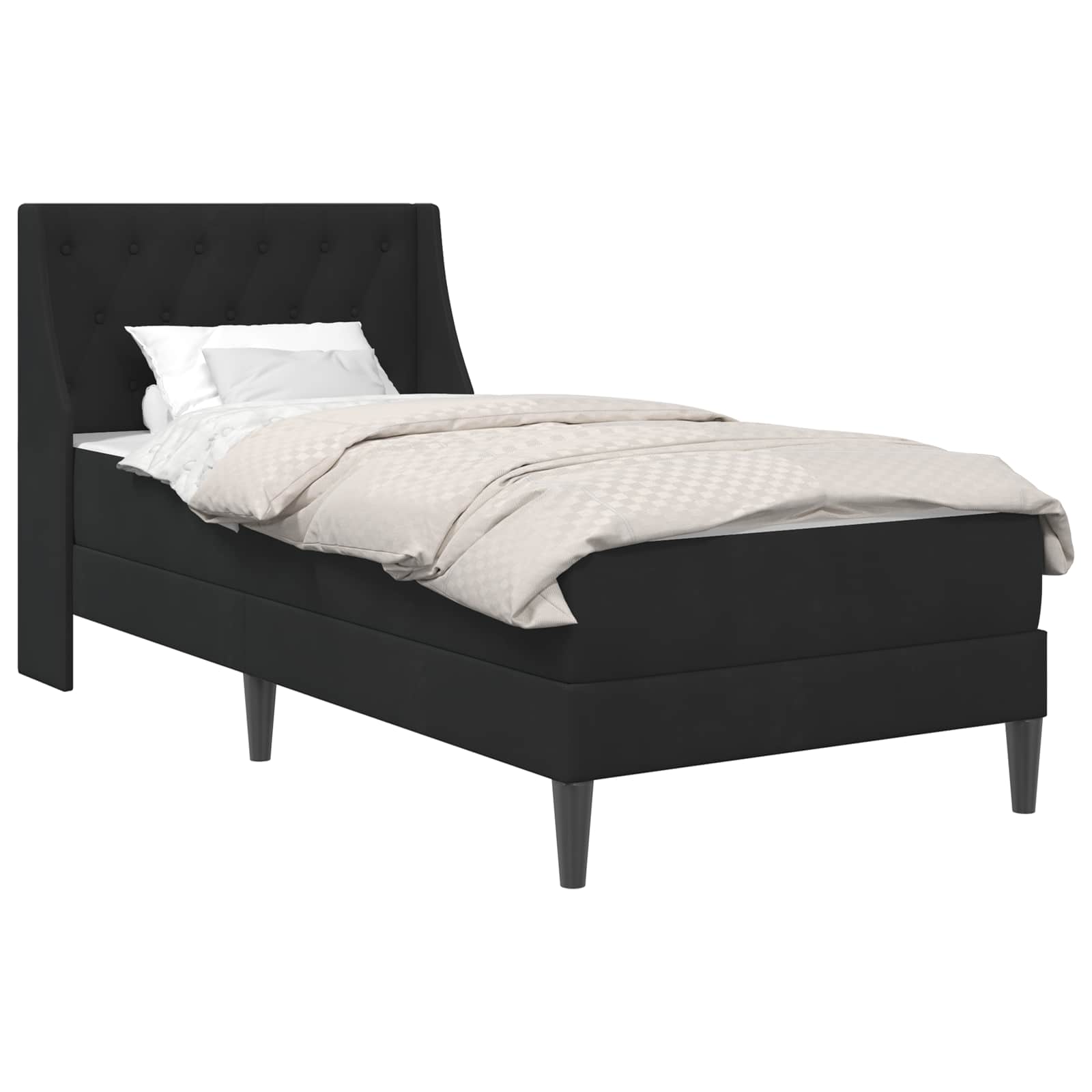 vidaXL Rama łóżka z materacem z materacem Czarny 80 x 200 cm Aksamit