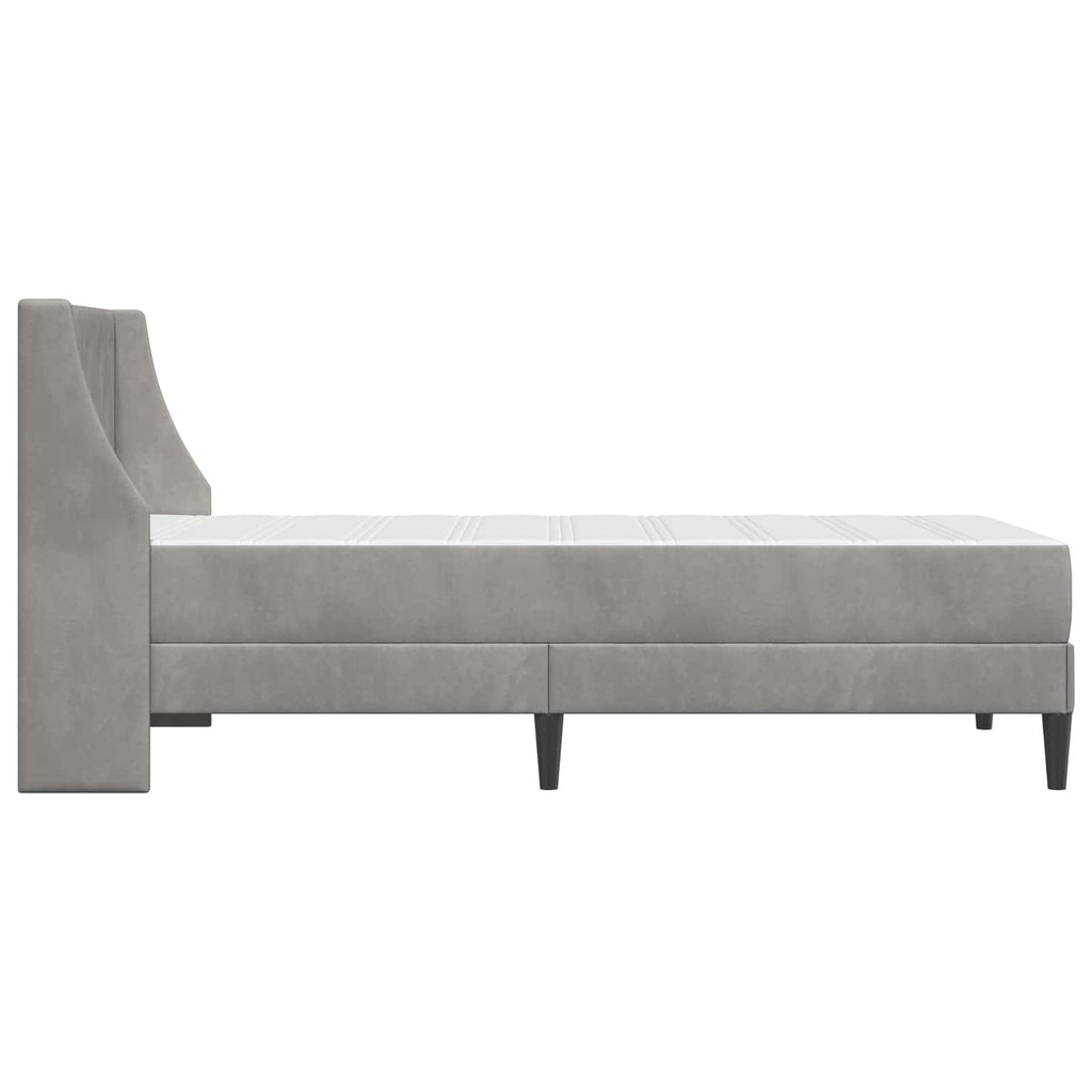 vidaXL Rama łóżka z materacem Jasnoszary 90 x 190 cm Aksamit