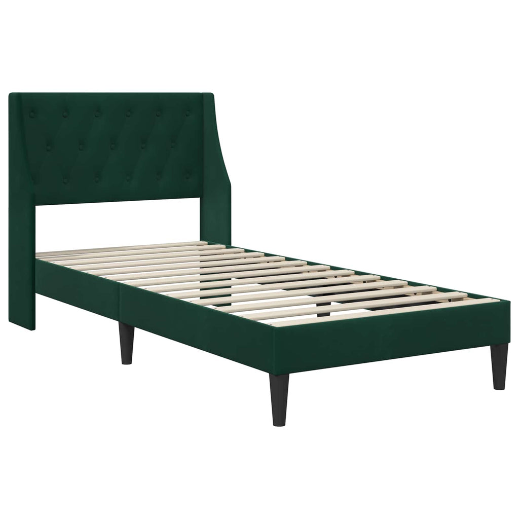 vidaXL Rama łóżka z materacem Ciemna zieleń 90 x 200 cm Aksamit