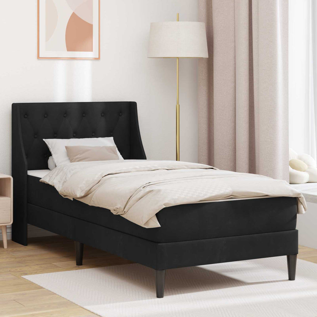 vidaXL Rama łóżka z materacem z materacem Czarny 90 x 200 cm Aksamit
