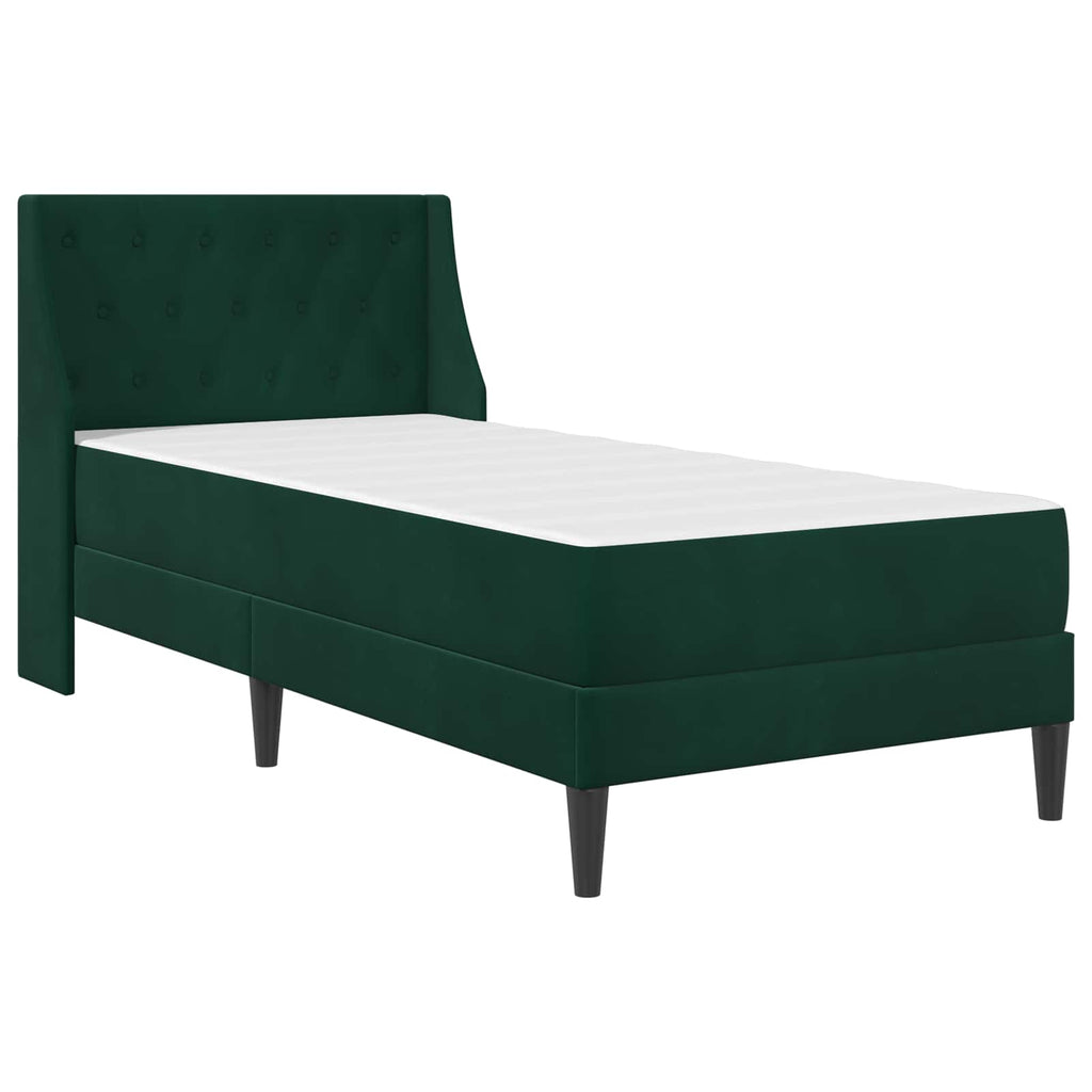 vidaXL Rama łóżka z materacem Ciemna zieleń 100 x 200 cm Aksamit
