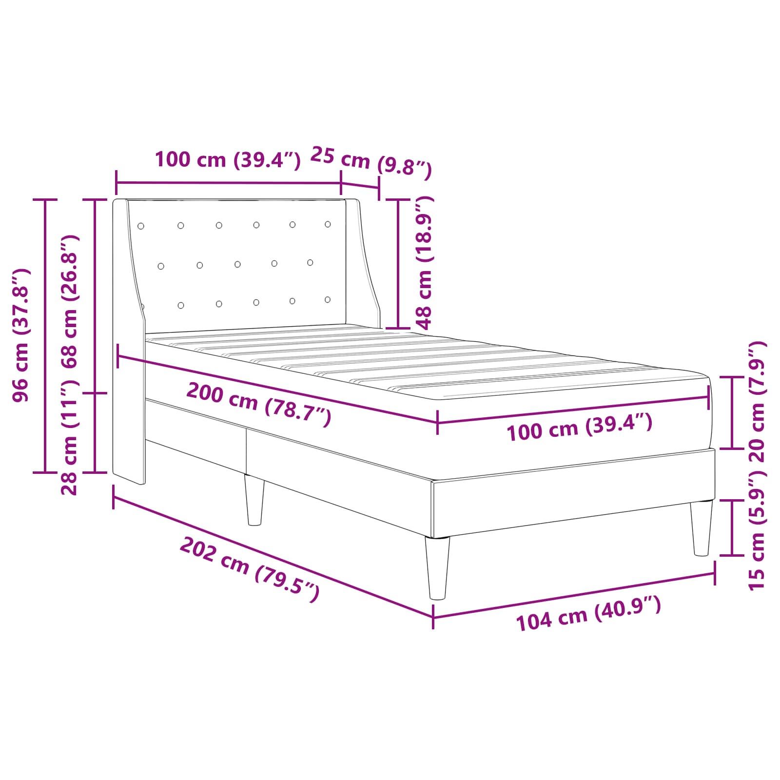 vidaXL Rama łóżka z materacem Ciemna zieleń 100 x 200 cm Aksamit
