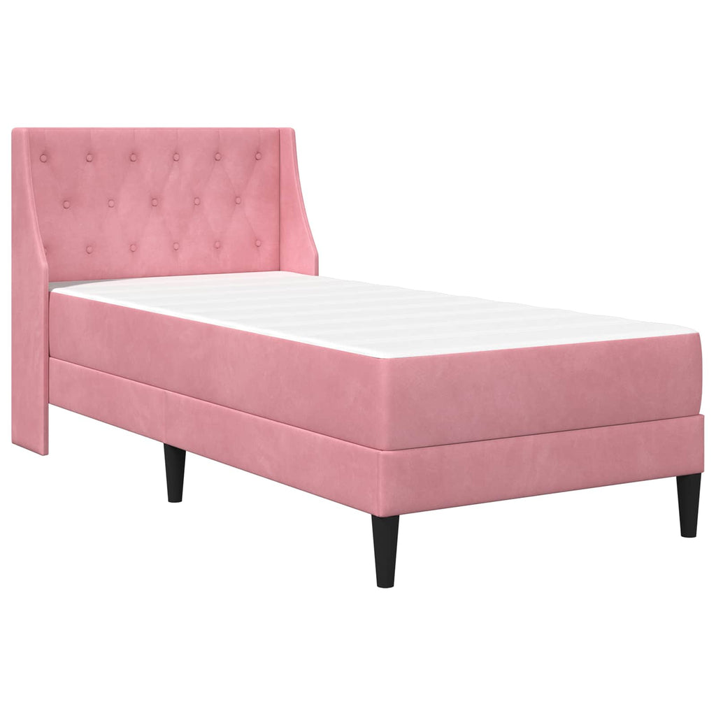 vidaXL Rama łóżka z materacem z materacem Różowy 100 x 200 cm Aksamit