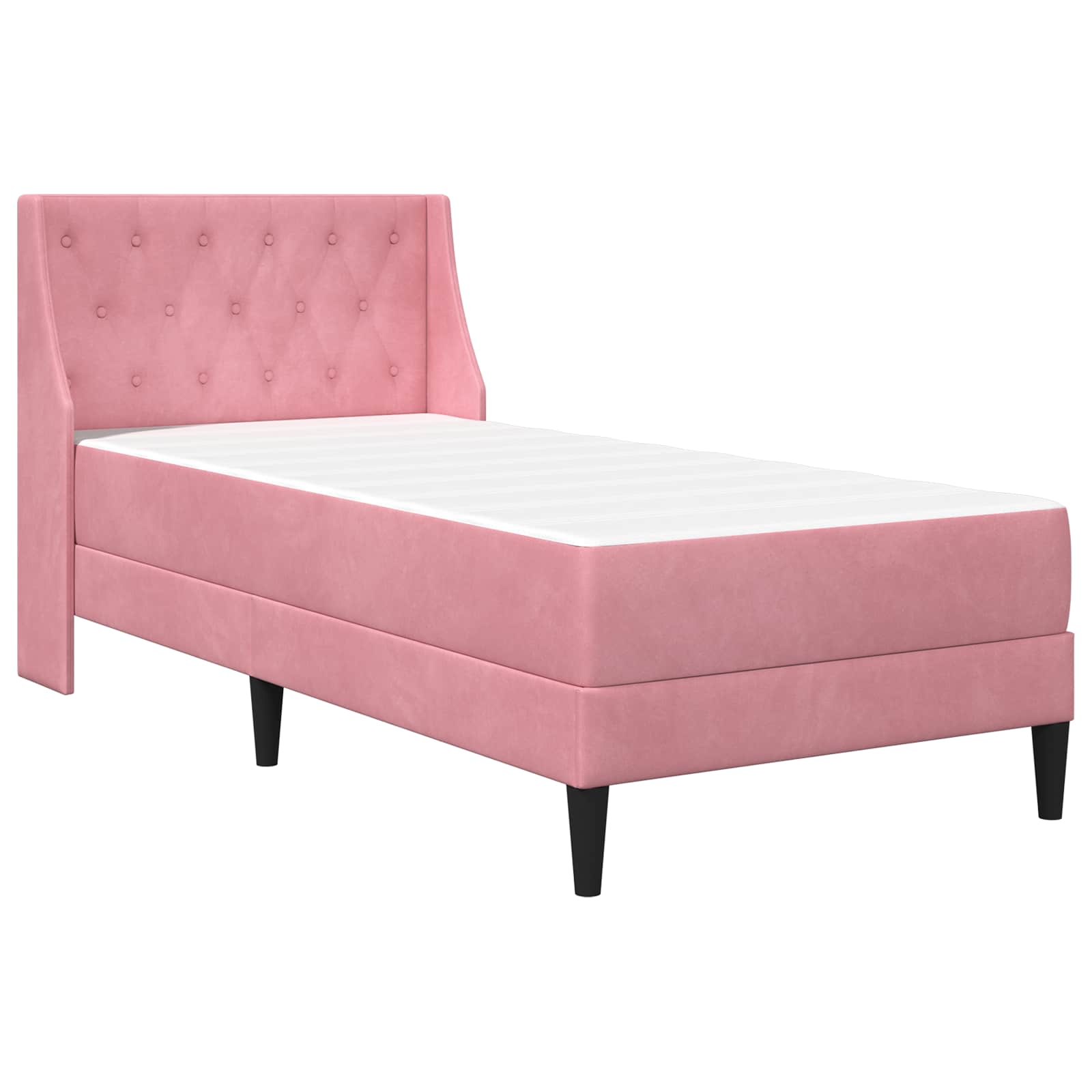 vidaXL Rama łóżka z materacem z materacem Różowy 100 x 200 cm Aksamit