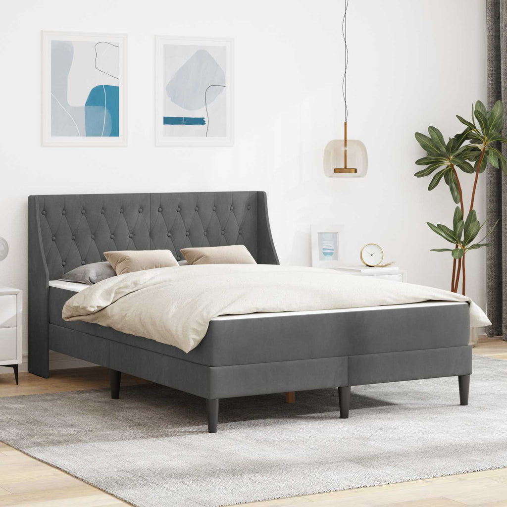 vidaXL Rama łóżka z materacem Ciemnoszary 120 x 200 cm Aksamit