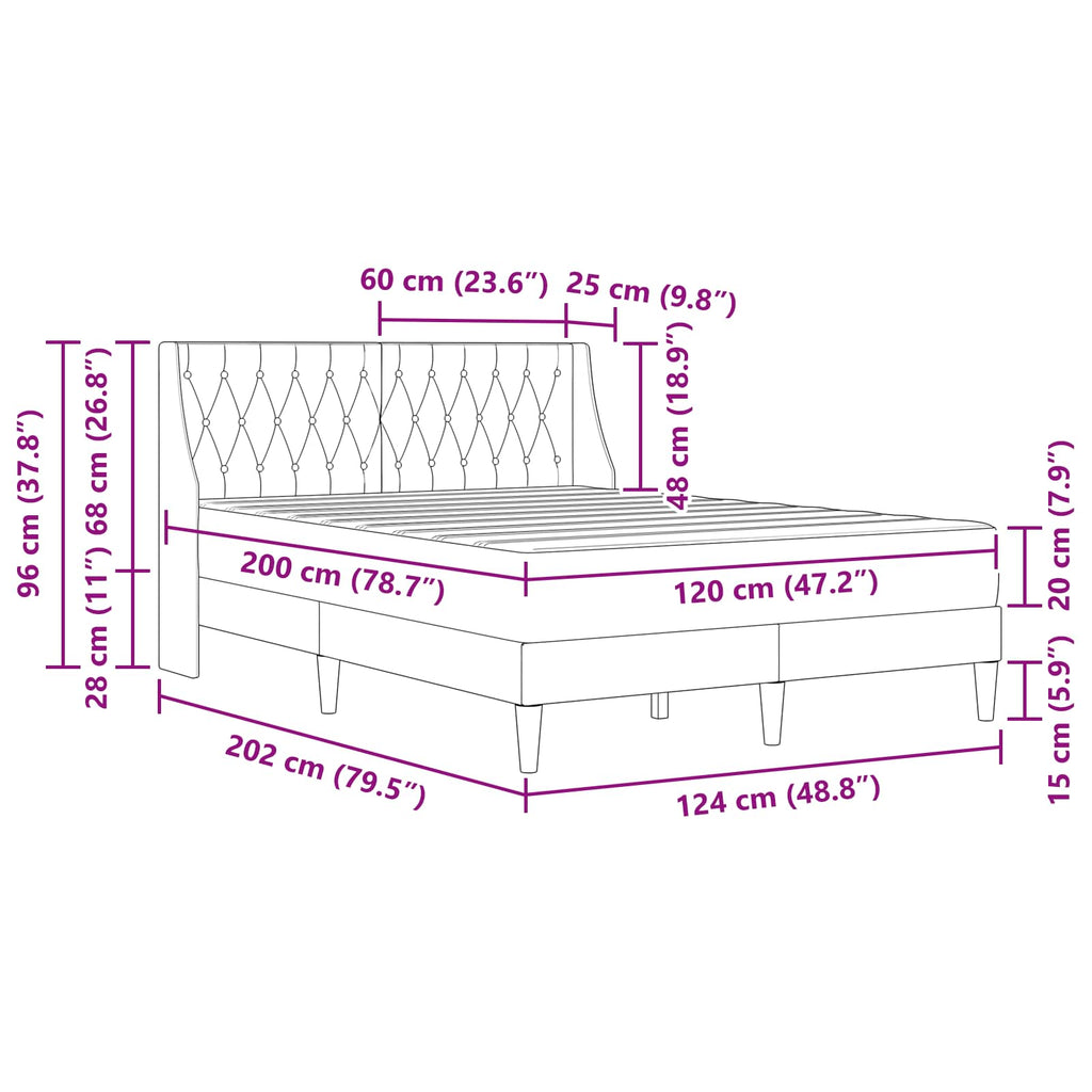 vidaXL Rama łóżka z materacem Ciemnoszary 120 x 200 cm Aksamit