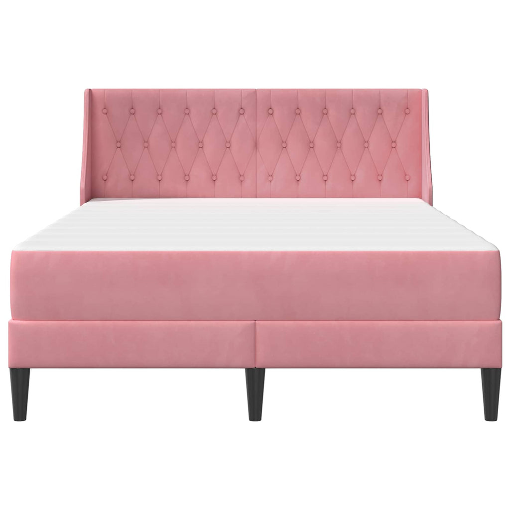 vidaXL Rama łóżka z materacem z materacem Różowy 120 x 200 cm Aksamit