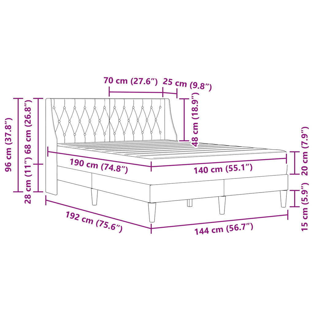 vidaXL Rama łóżka z materacem Ciemna zieleń 140 x 190 cm Aksamit