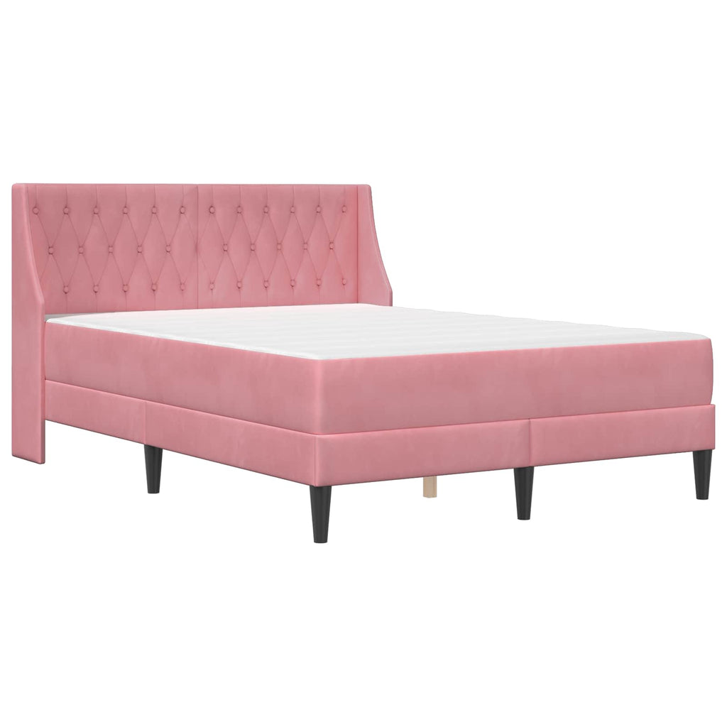 vidaXL Rama łóżka z materacem z materacem Różowy 140 x 200 cm Aksamit