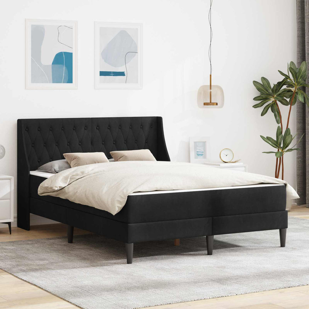 vidaXL Rama łóżka z materacem z materacem Czarny 140 x 200 cm Aksamit