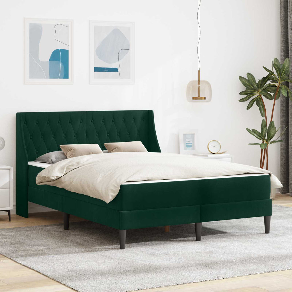 vidaXL Rama łóżka z materacem Ciemna zieleń 160 x 200 cm Aksamit