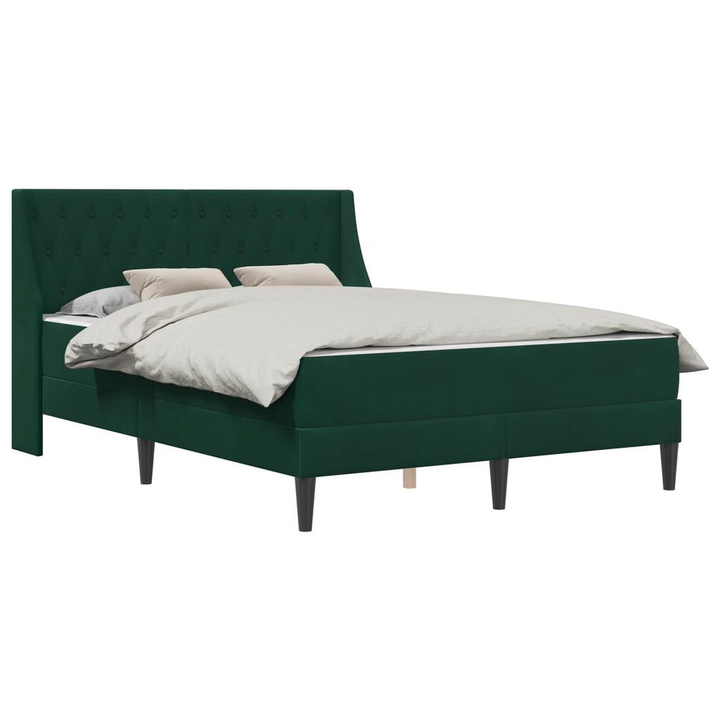 vidaXL Rama łóżka z materacem Ciemna zieleń 160 x 200 cm Aksamit