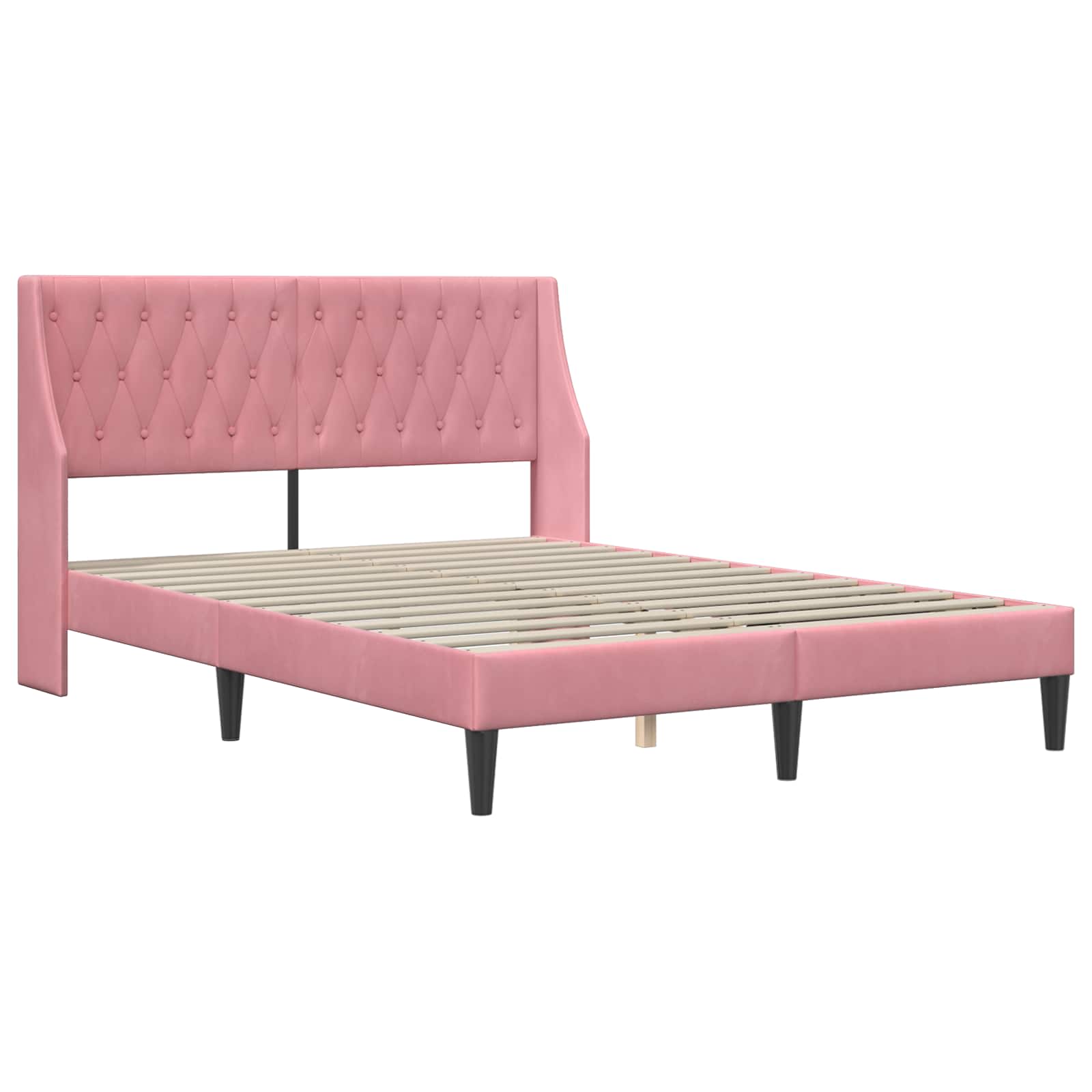 vidaXL Rama łóżka z materacem z materacem Różowy 160 x 200 cm Aksamit