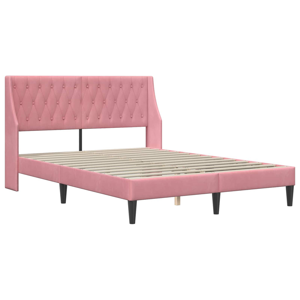 vidaXL Rama łóżka z materacem z materacem Różowy 180 x 200 cm Aksamit