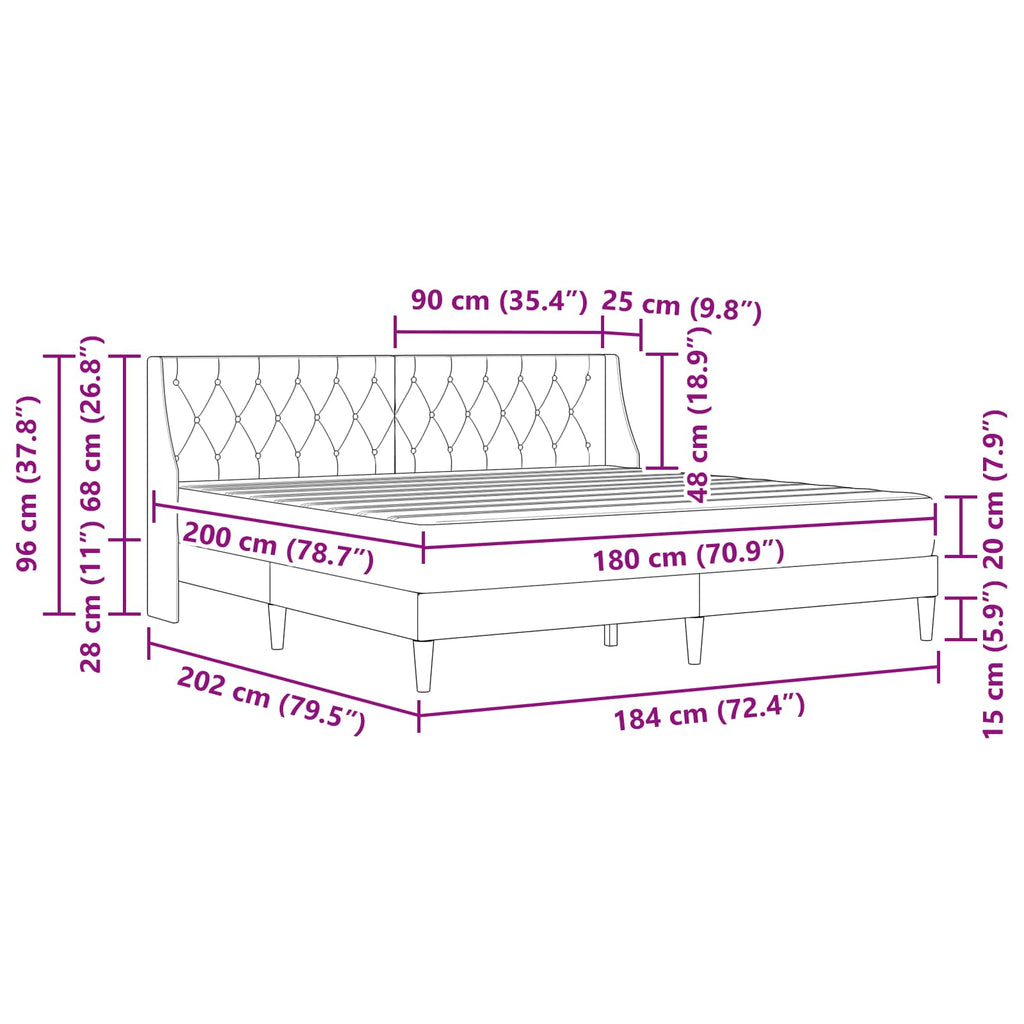 vidaXL Rama łóżka z materacem z materacem Różowy 180 x 200 cm Aksamit
