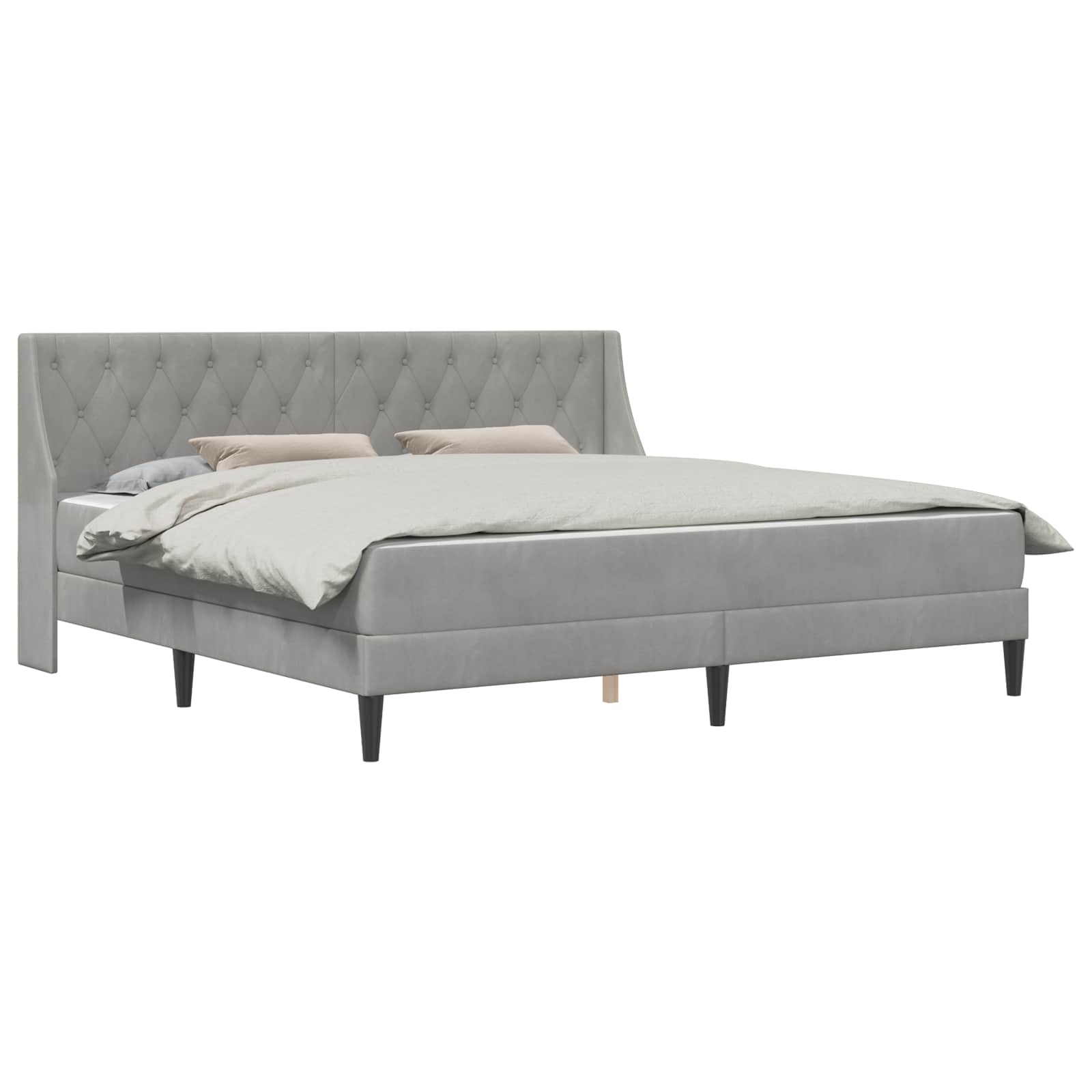vidaXL Rama łóżka z materacem Jasnoszary 200 x 200 cm Aksamit