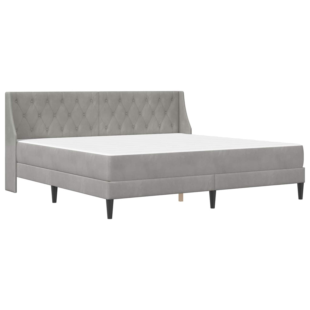 vidaXL Rama łóżka z materacem Jasnoszary 200 x 200 cm Aksamit