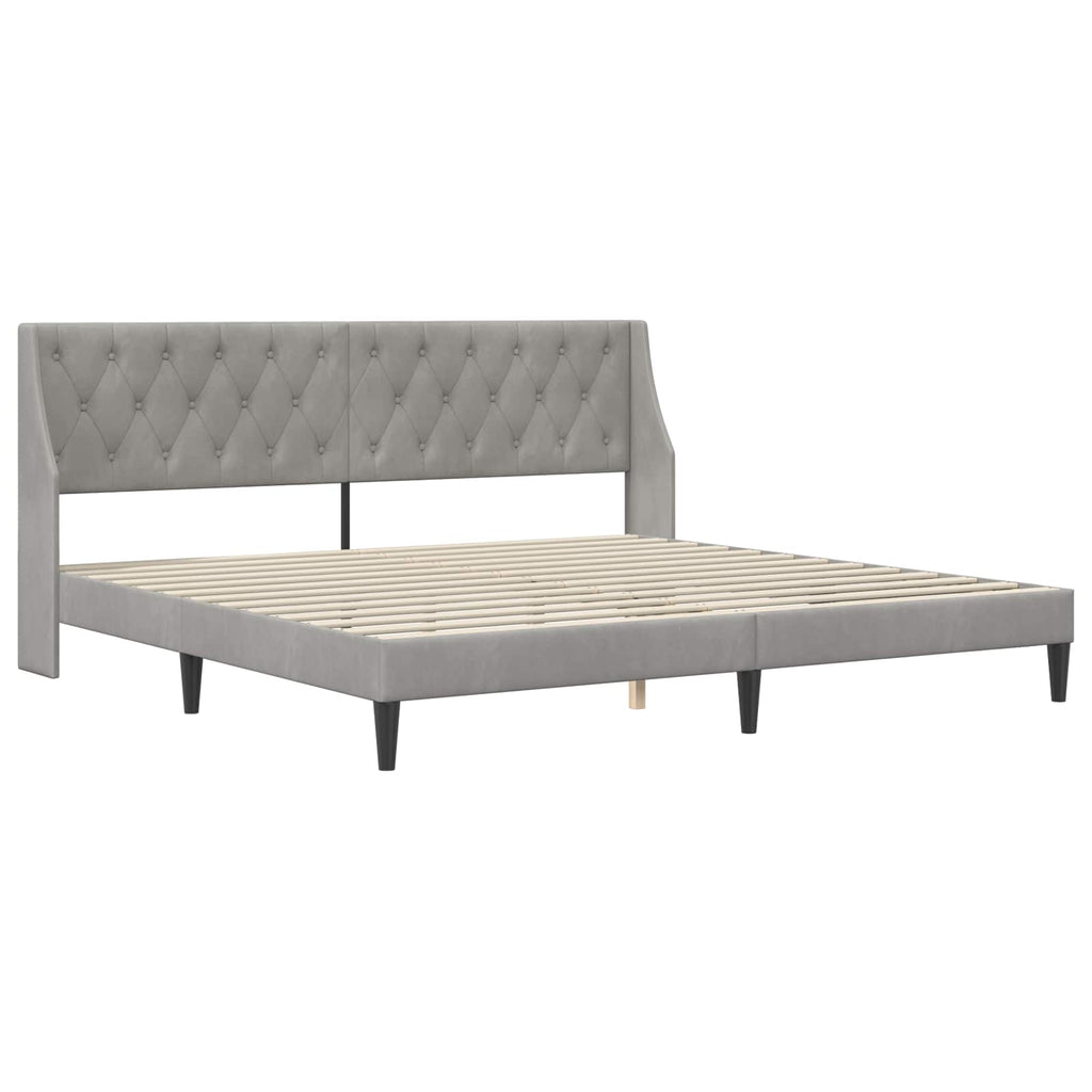 vidaXL Rama łóżka z materacem Jasnoszary 200 x 200 cm Aksamit