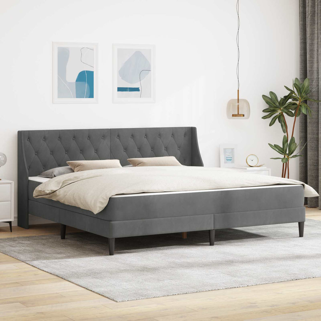 vidaXL Rama łóżka z materacem Ciemnoszary 200 x 200 cm Aksamit