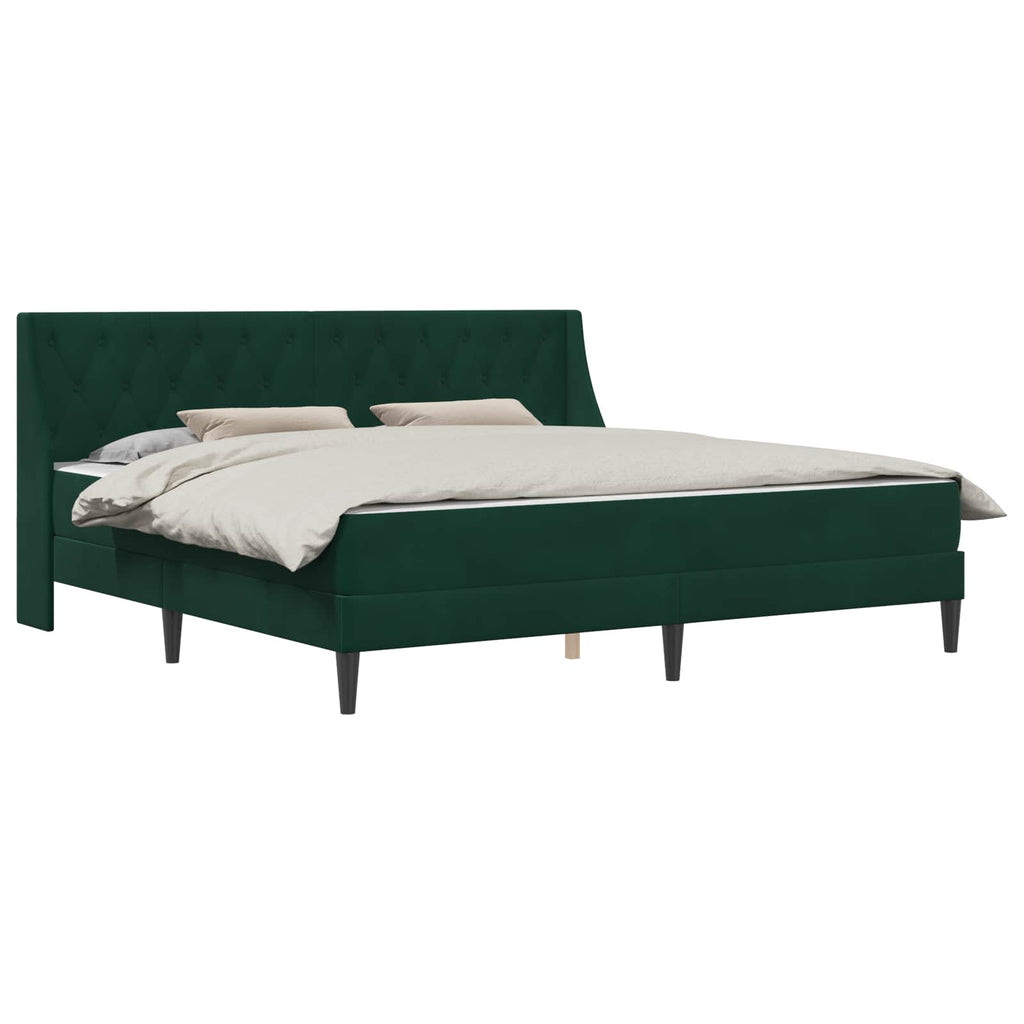 vidaXL Rama łóżka z materacem Ciemna zieleń 200 x 200 cm Aksamit