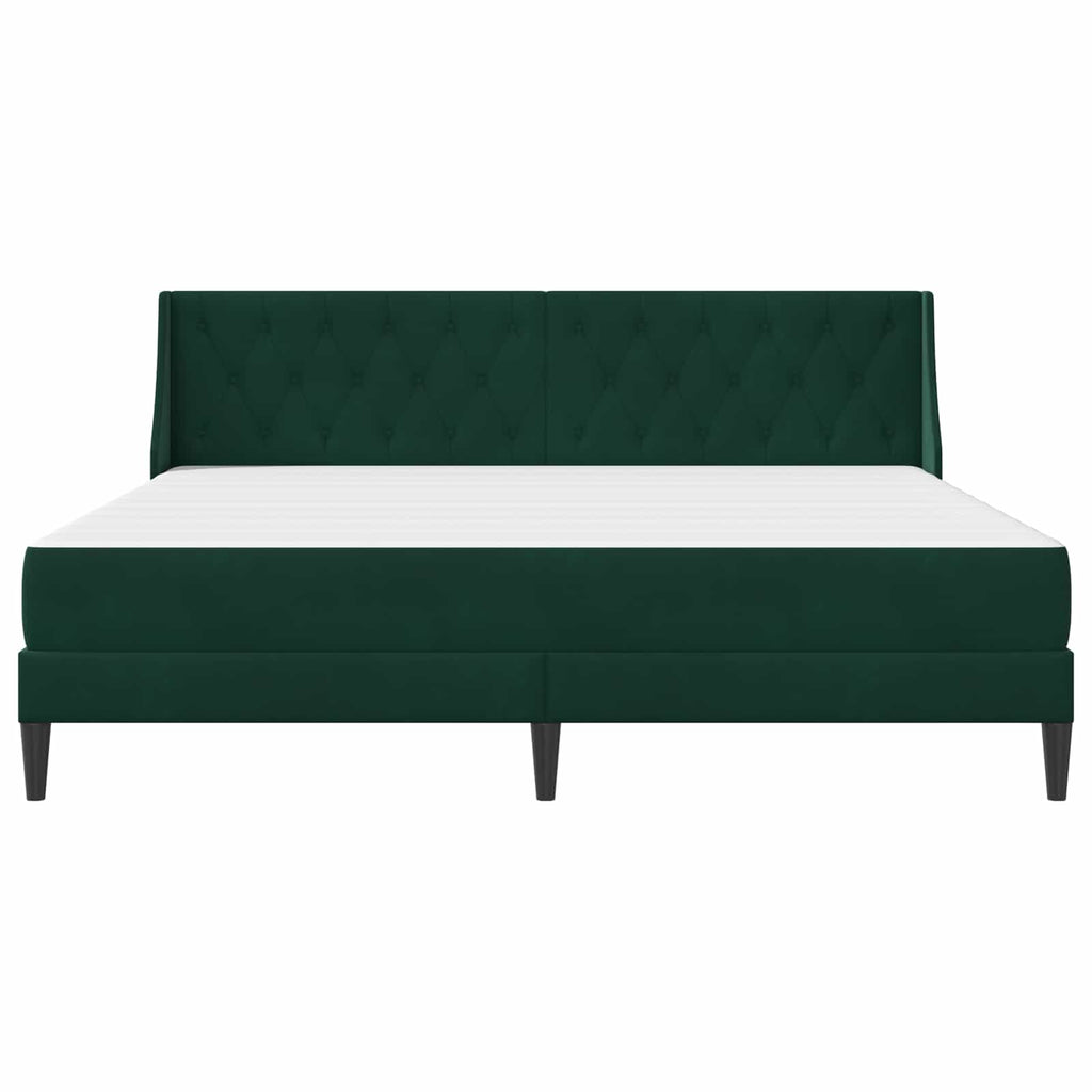 vidaXL Rama łóżka z materacem Ciemna zieleń 200 x 200 cm Aksamit