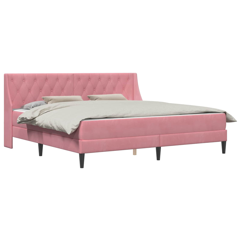 vidaXL Rama łóżka z materacem z materacem Różowy 200 x 200 cm Aksamit