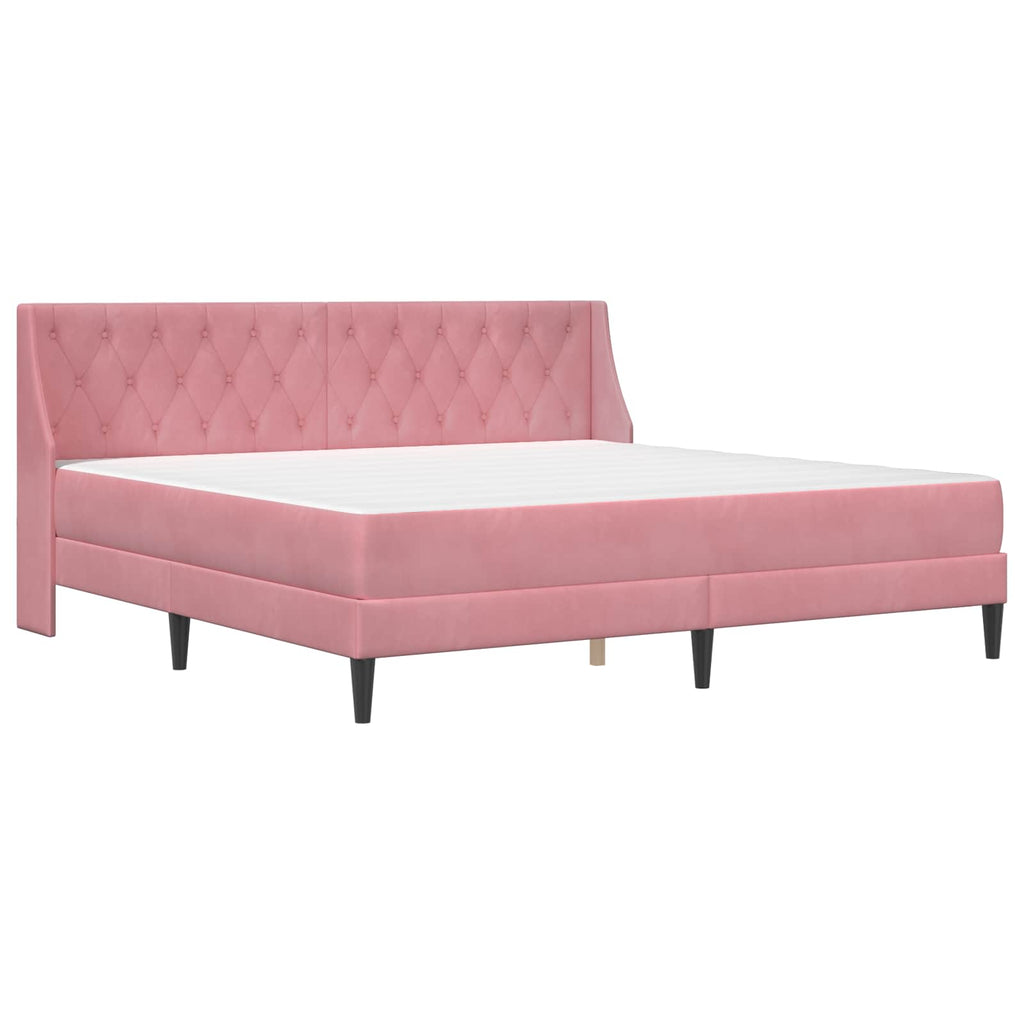 vidaXL Rama łóżka z materacem z materacem Różowy 200 x 200 cm Aksamit