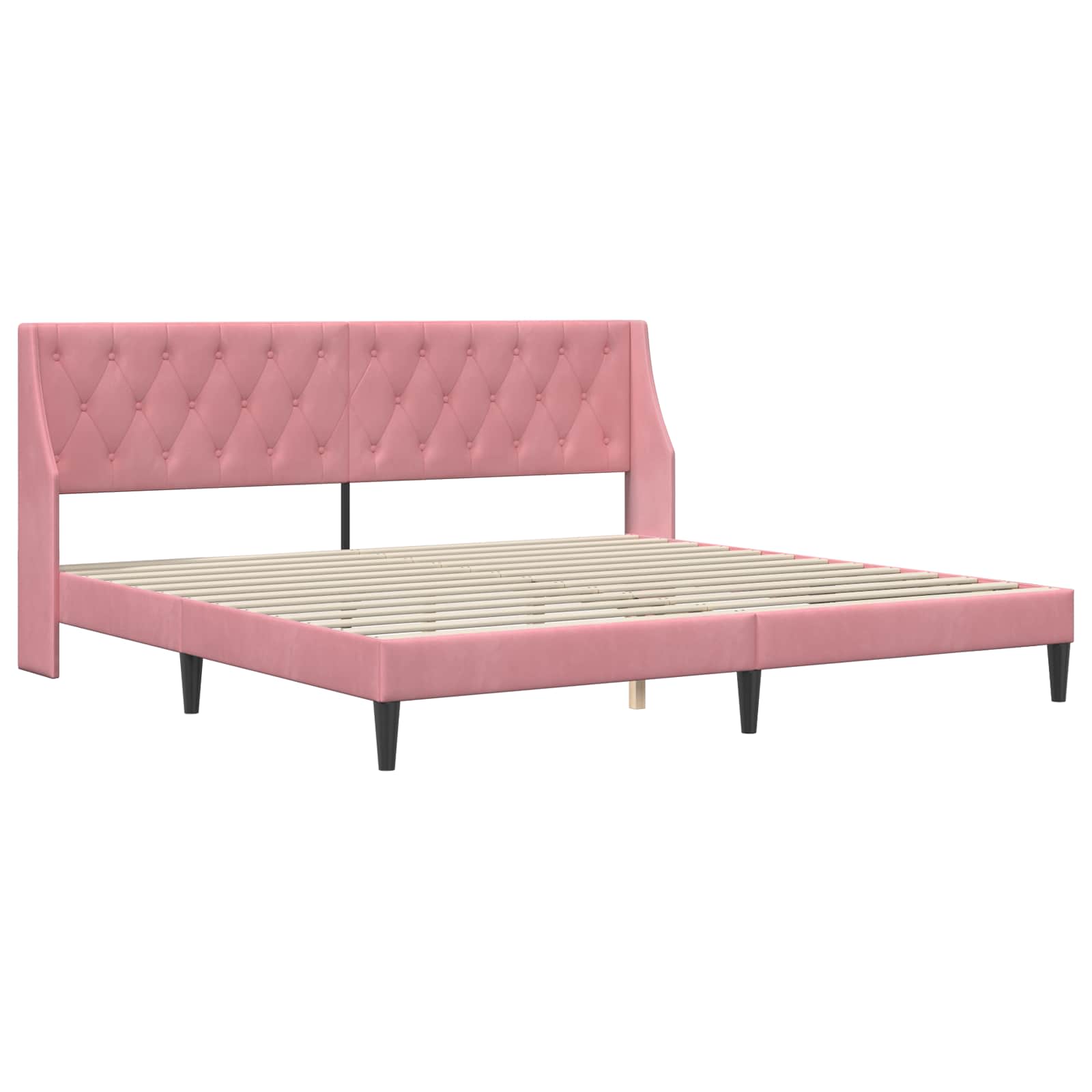 vidaXL Rama łóżka z materacem z materacem Różowy 200 x 200 cm Aksamit