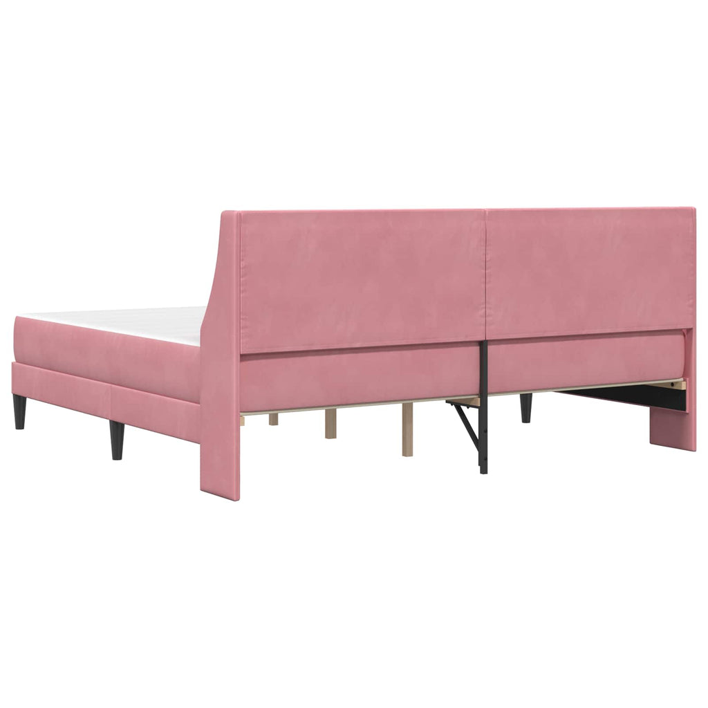 vidaXL Rama łóżka z materacem z materacem Różowy 200 x 200 cm Aksamit