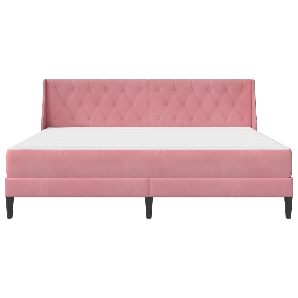 vidaXL Rama łóżka z materacem z materacem Różowy 200 x 200 cm Aksamit