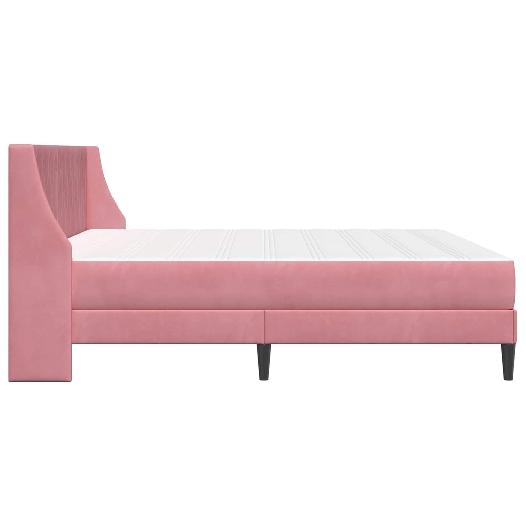 vidaXL Rama łóżka z materacem z materacem Różowy 200 x 200 cm Aksamit