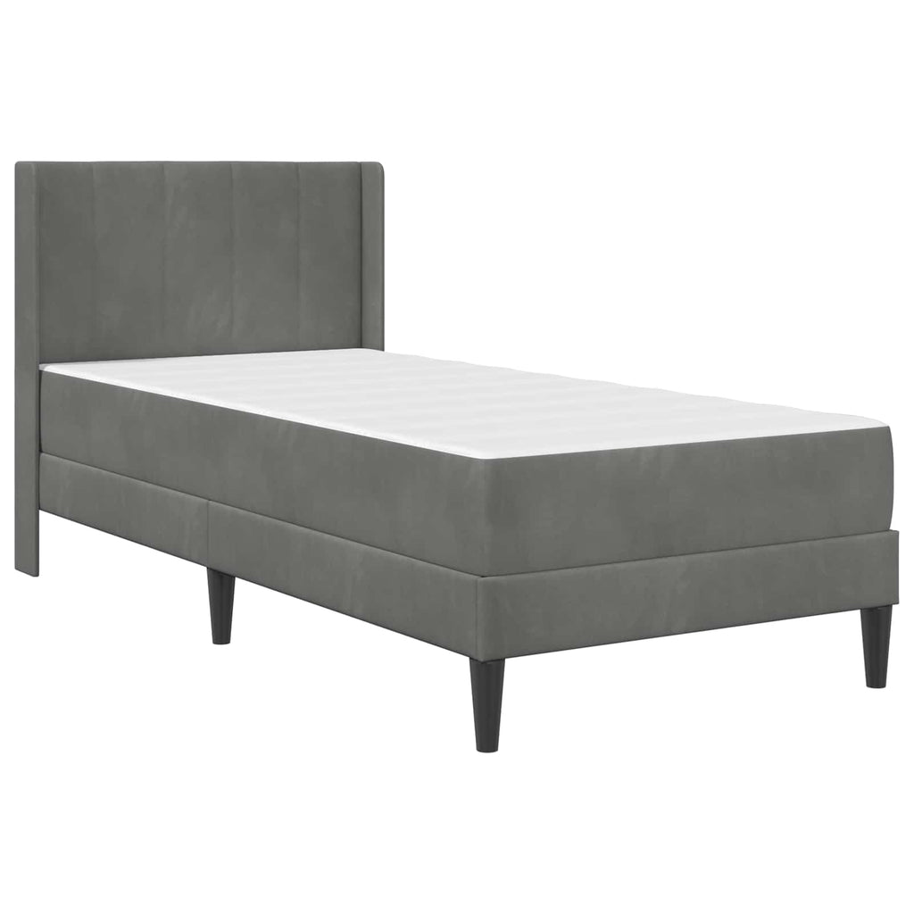 vidaXL Rama łóżka z materacem ciemnoszary 90 x 190 cm Welur
