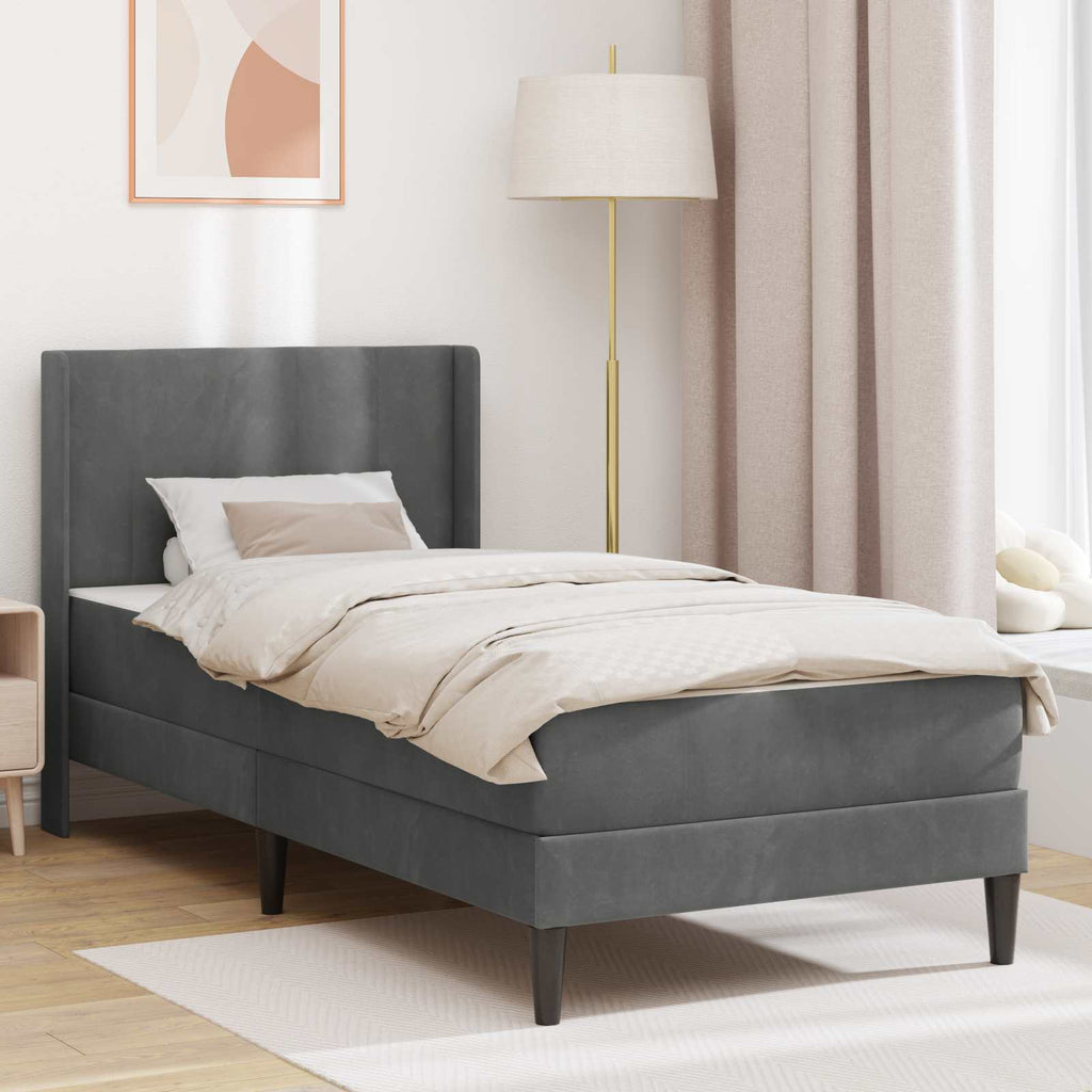 vidaXL Rama łóżka z materacem ciemnoszary 90 x 200 cm Welur