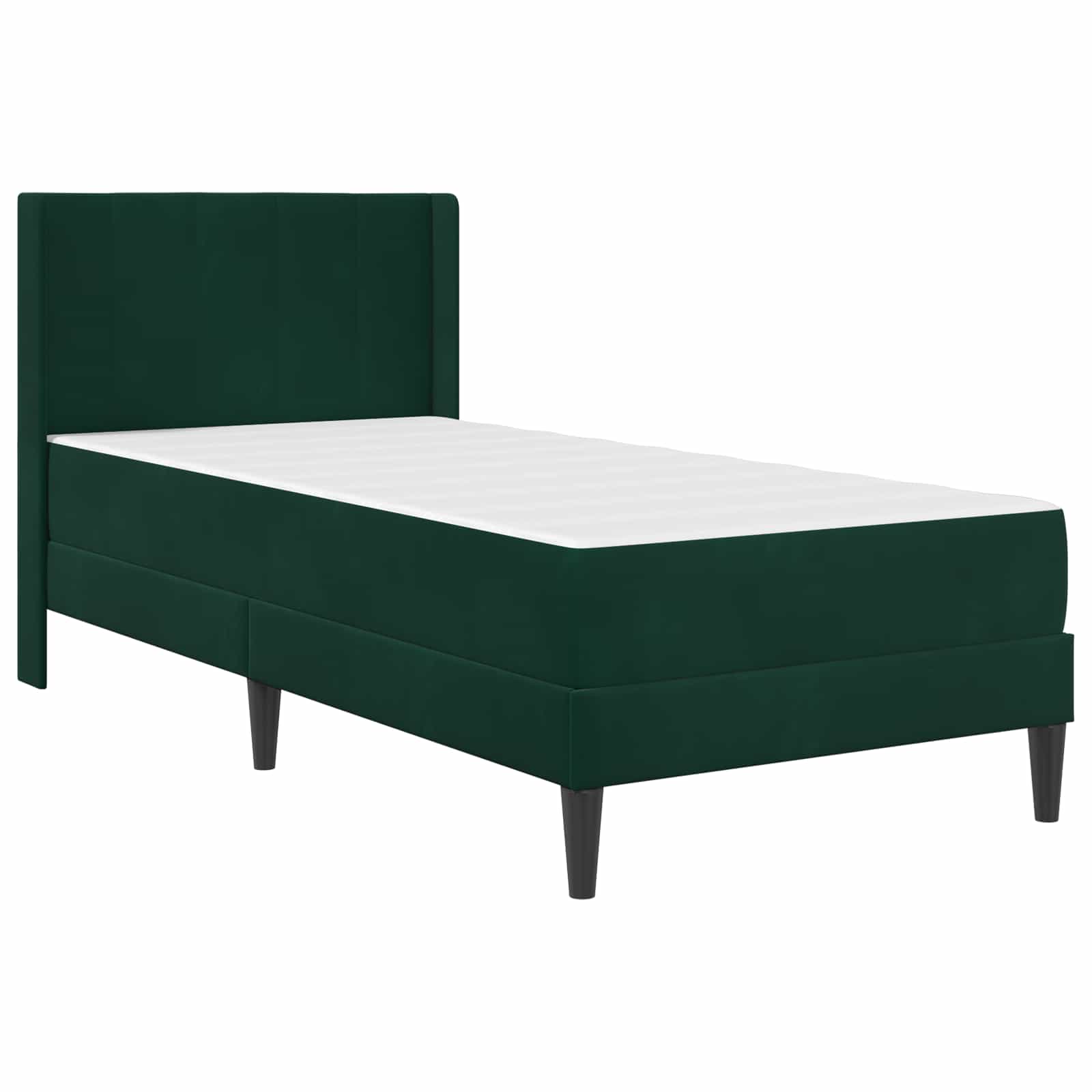 vidaXL Rama łóżka z materacem Ciemnozielony 90 x 200 cm Welur