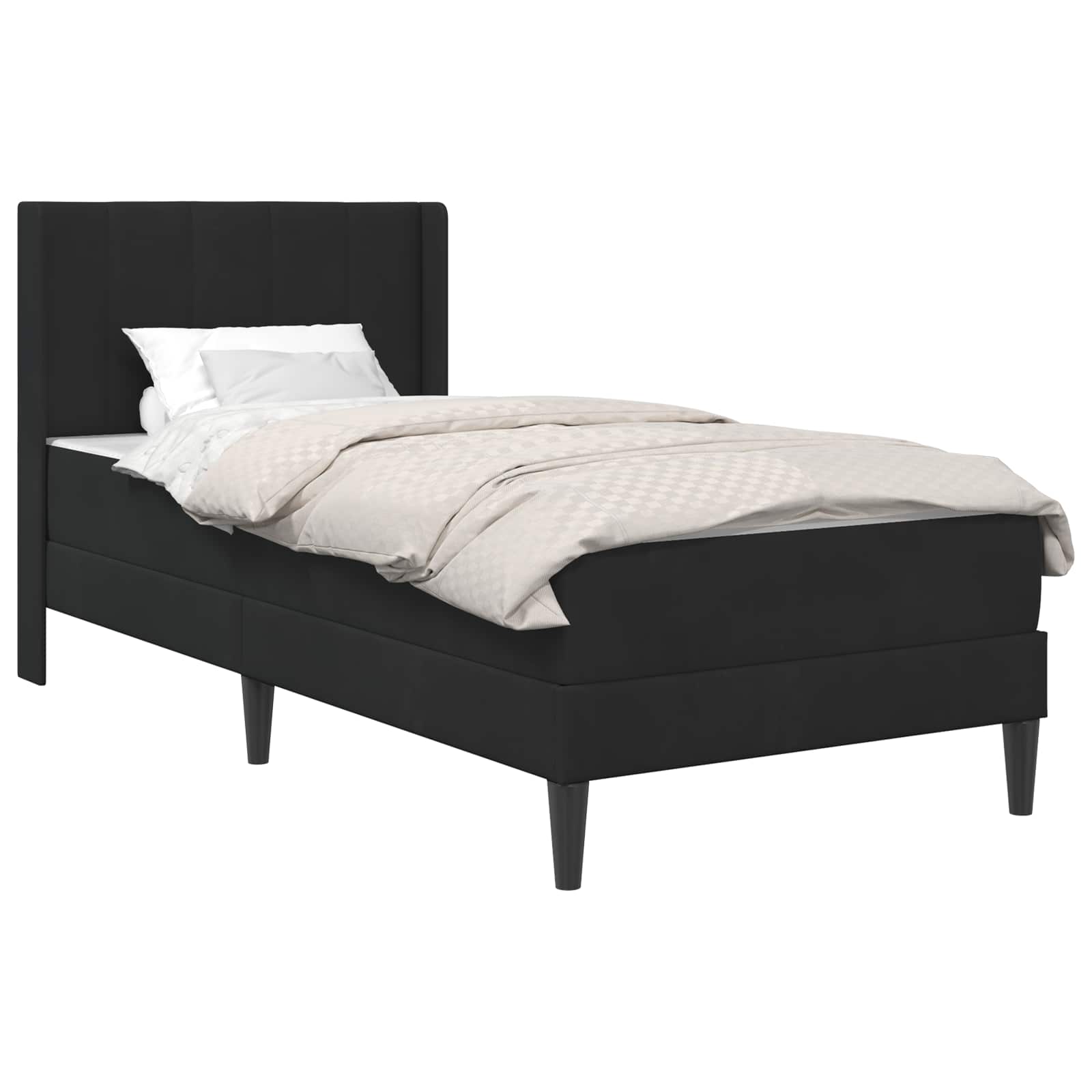 vidaXL Rama łóżka z materacem Z zagłówkiem Czarny 90 x 200 cm Welur