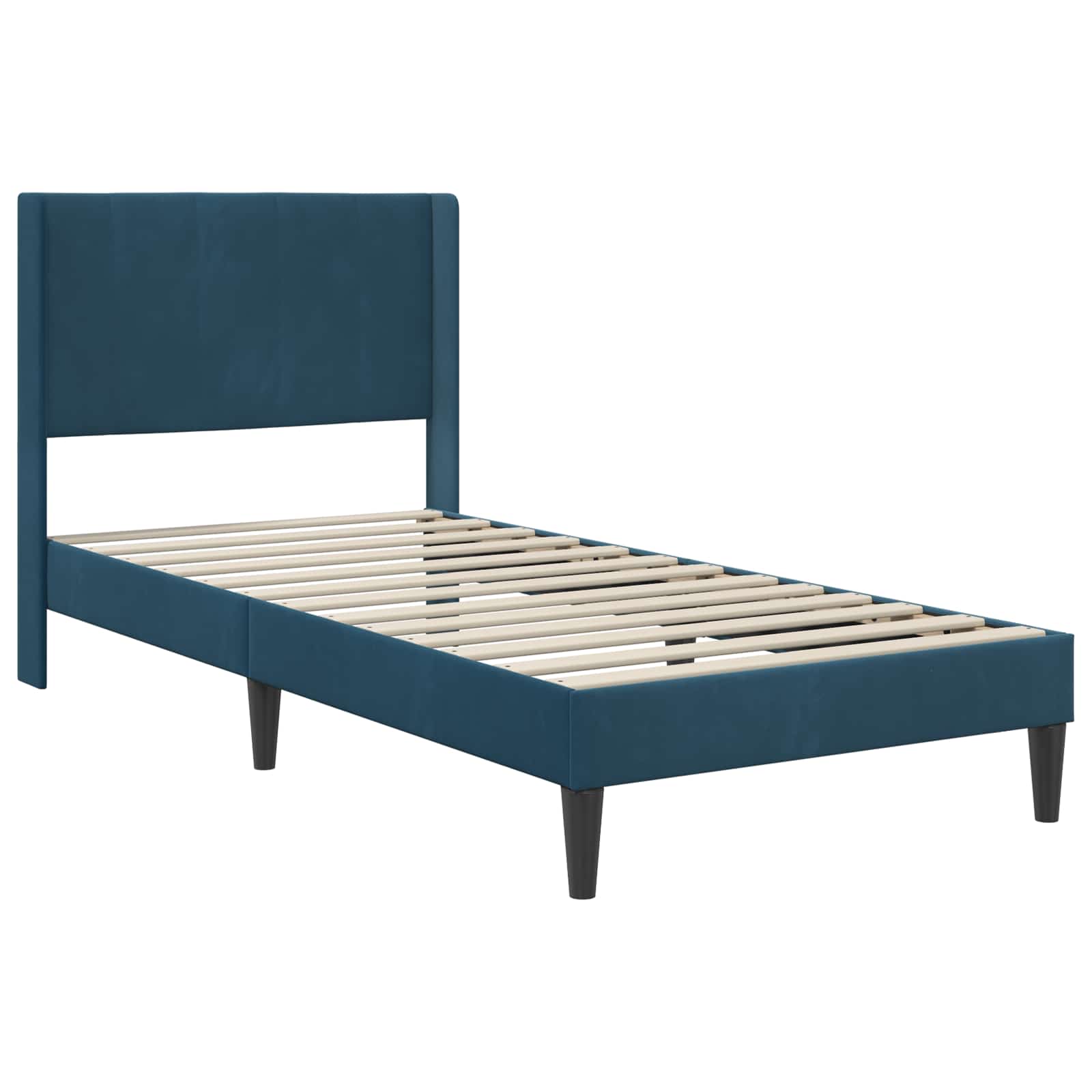 vidaXL Rama łóżka z materacem Z zagłówkiem niebieski 90 x 200 cm Welur