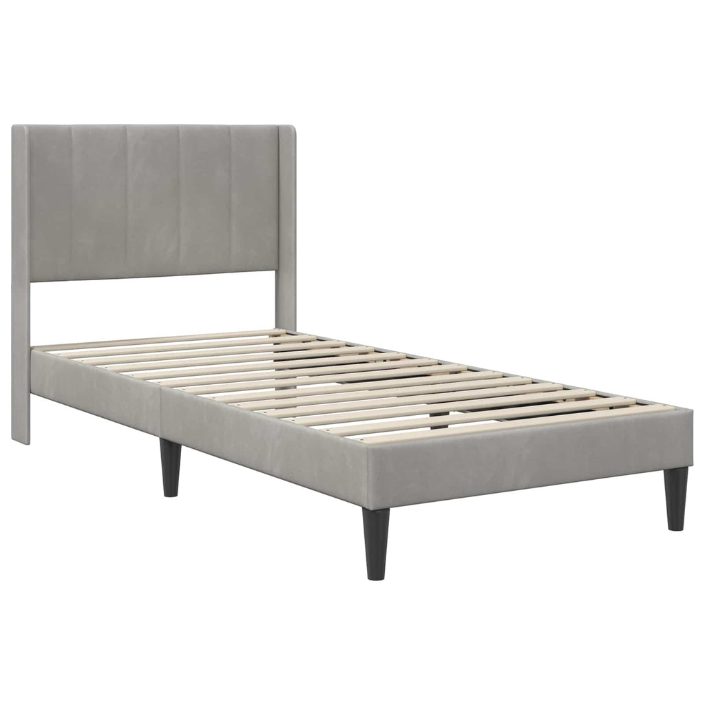 vidaXL Rama łóżka z materacem jasnoszary 100 x 200 cm Welur