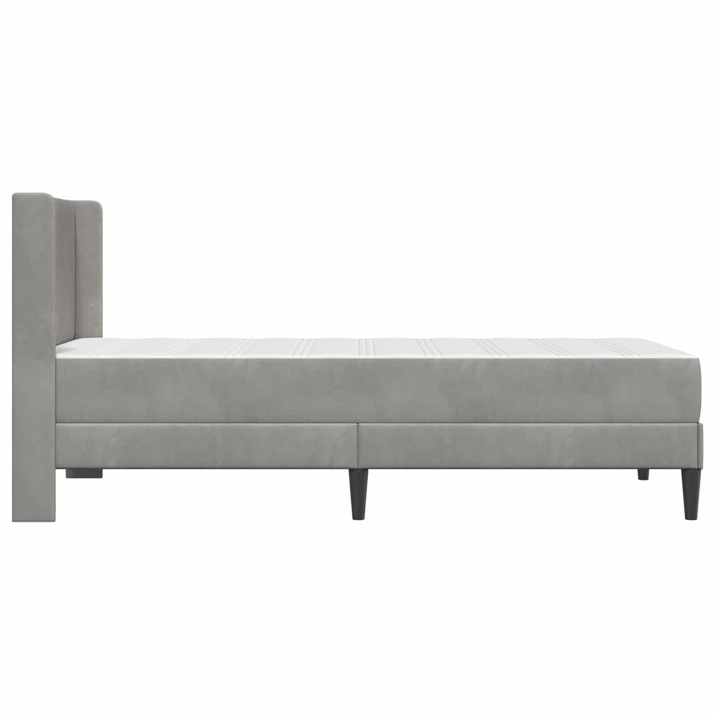 vidaXL Rama łóżka z materacem jasnoszary 100 x 200 cm Welur