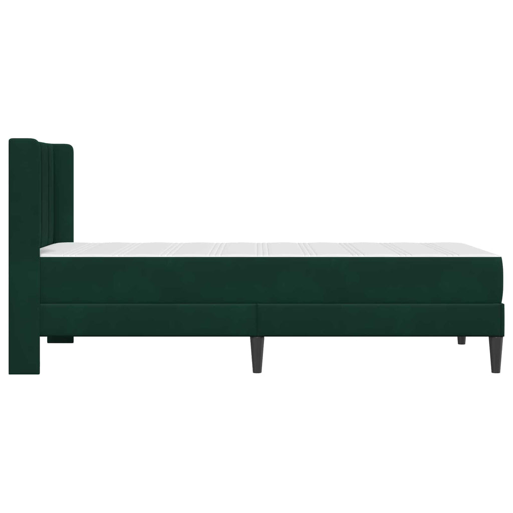 vidaXL Rama łóżka z materacem Ciemnozielony 100 x 200 cm Welur