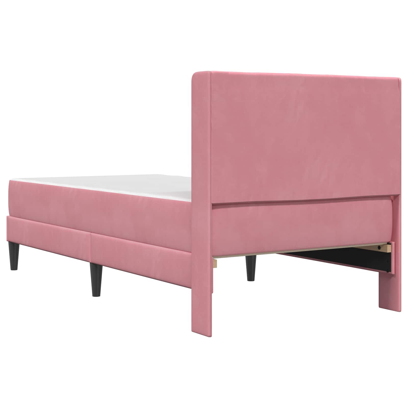 vidaXL Rama łóżka z materacem Z zagłówkiem różowy 100 x 200 cm Welur