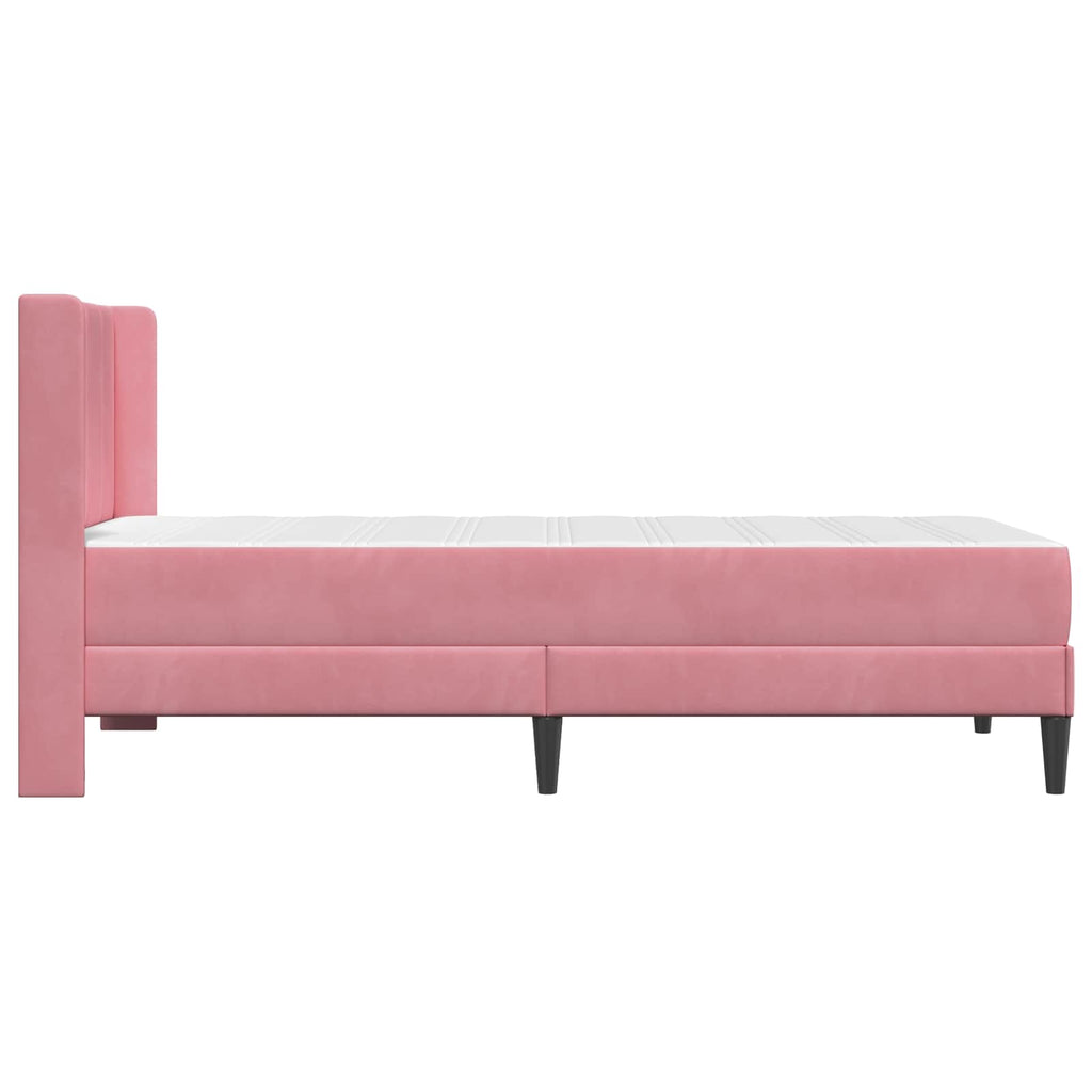 vidaXL Rama łóżka z materacem Z zagłówkiem różowy 100 x 200 cm Welur