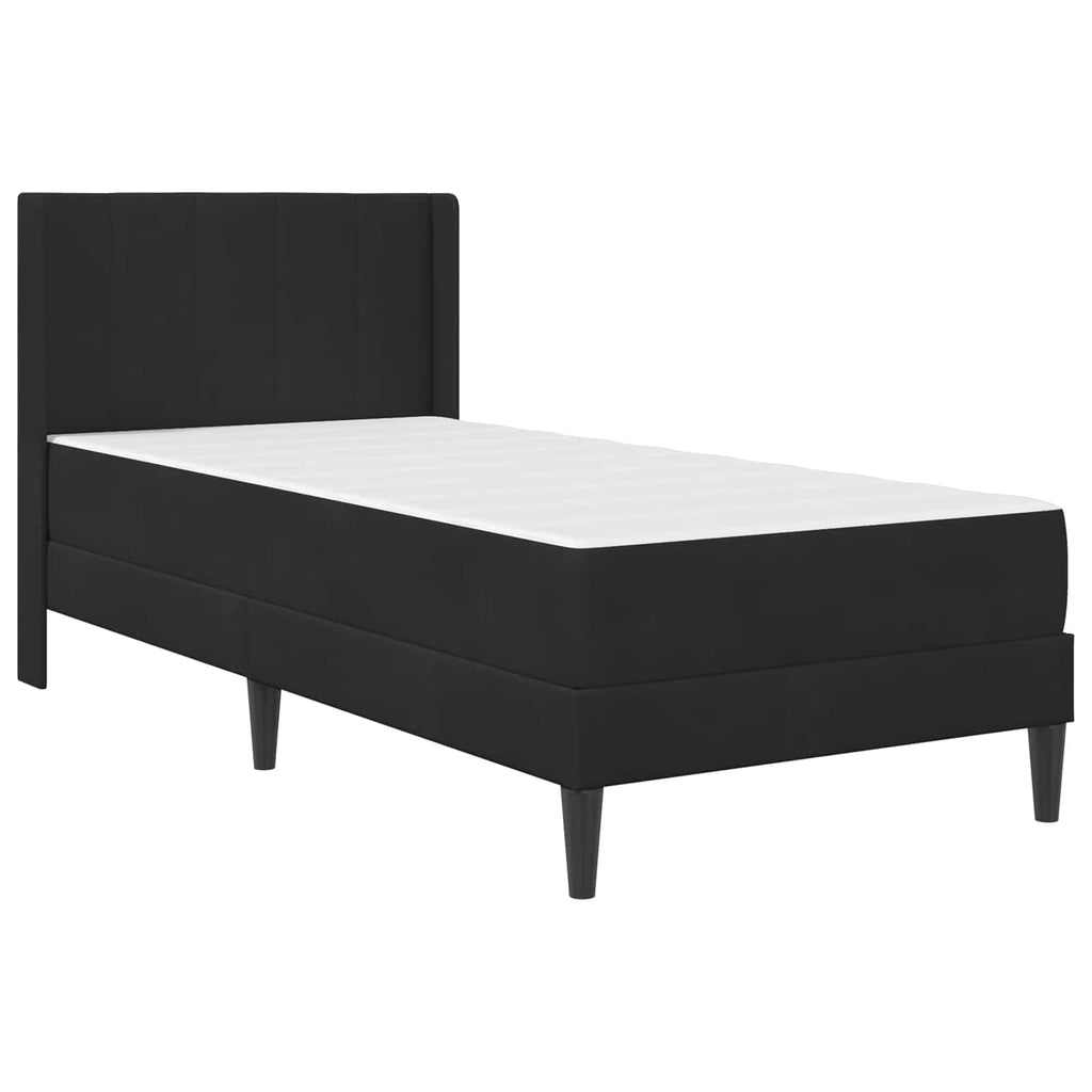 vidaXL Rama łóżka z materacem Z zagłówkiem Czarny 100 x 200 cm Welur