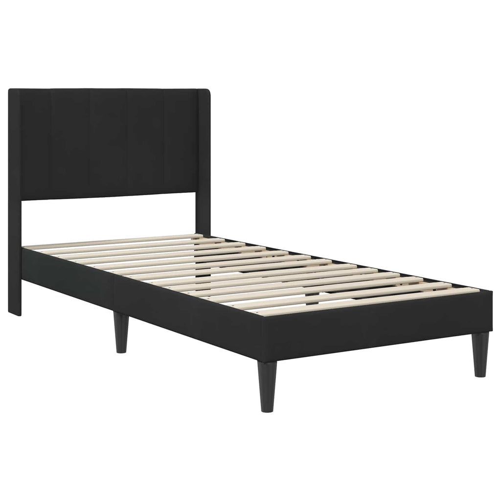 vidaXL Rama łóżka z materacem Z zagłówkiem Czarny 100 x 200 cm Welur