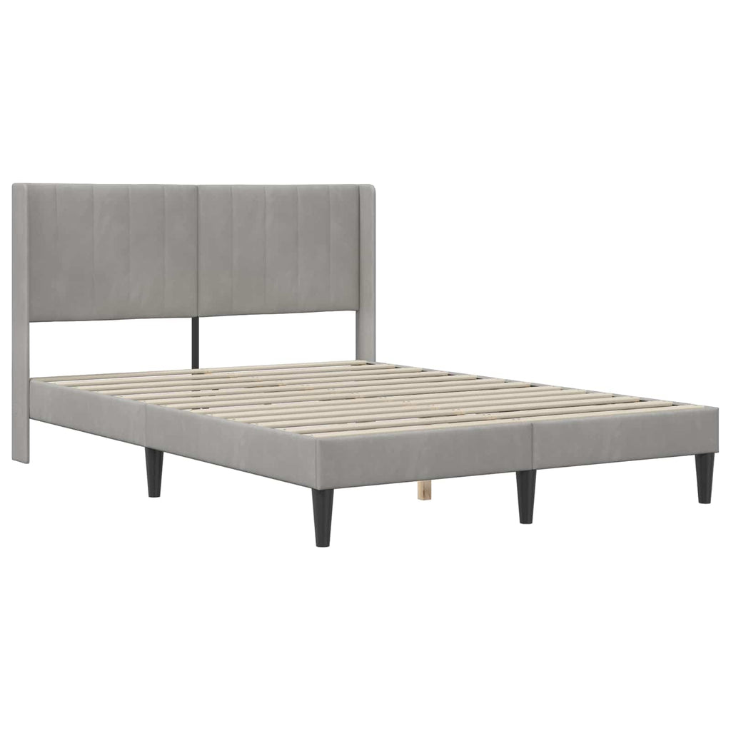 vidaXL Rama łóżka z materacem jasnoszary 120 x 190 cm Welur