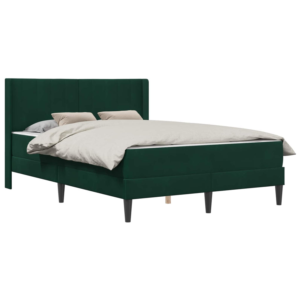 vidaXL Rama łóżka z materacem Ciemnozielony 120 x 190 cm Welur