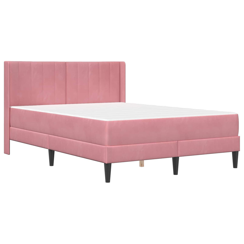 vidaXL Rama łóżka z materacem różowy 120 x 190 cm Welur